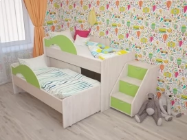 Кровать детская с лесенкой Матрешка Лайм